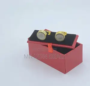 Gold Pattern Classic Men's Round Cufflinks