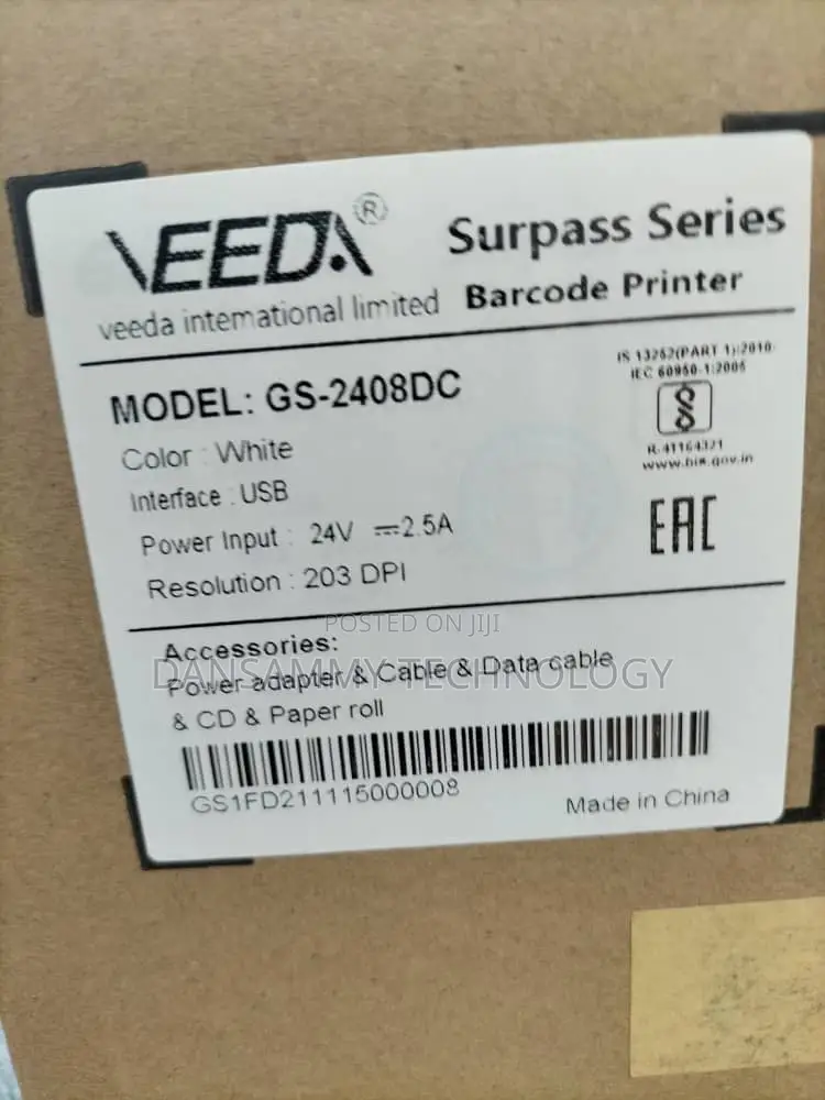 Veeda Gs-2408dc Direct Thermal Barcode Printer