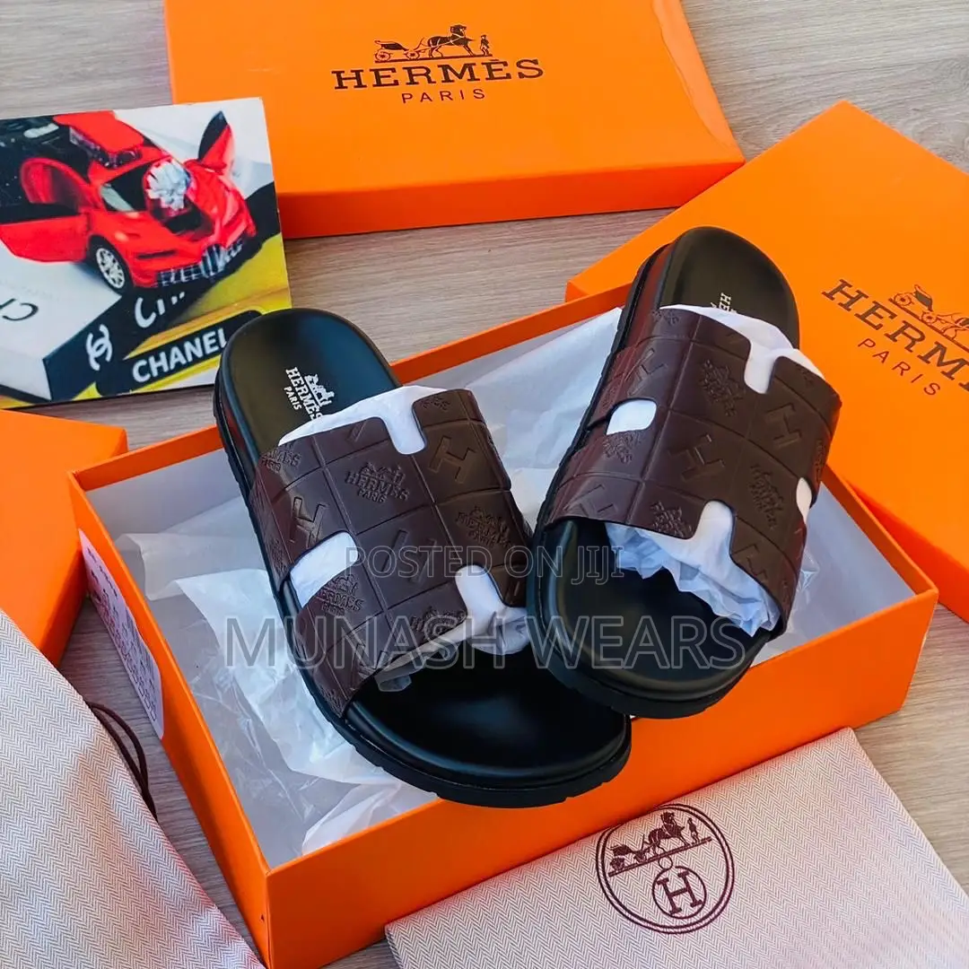 Quality Hermes Leather Slipers