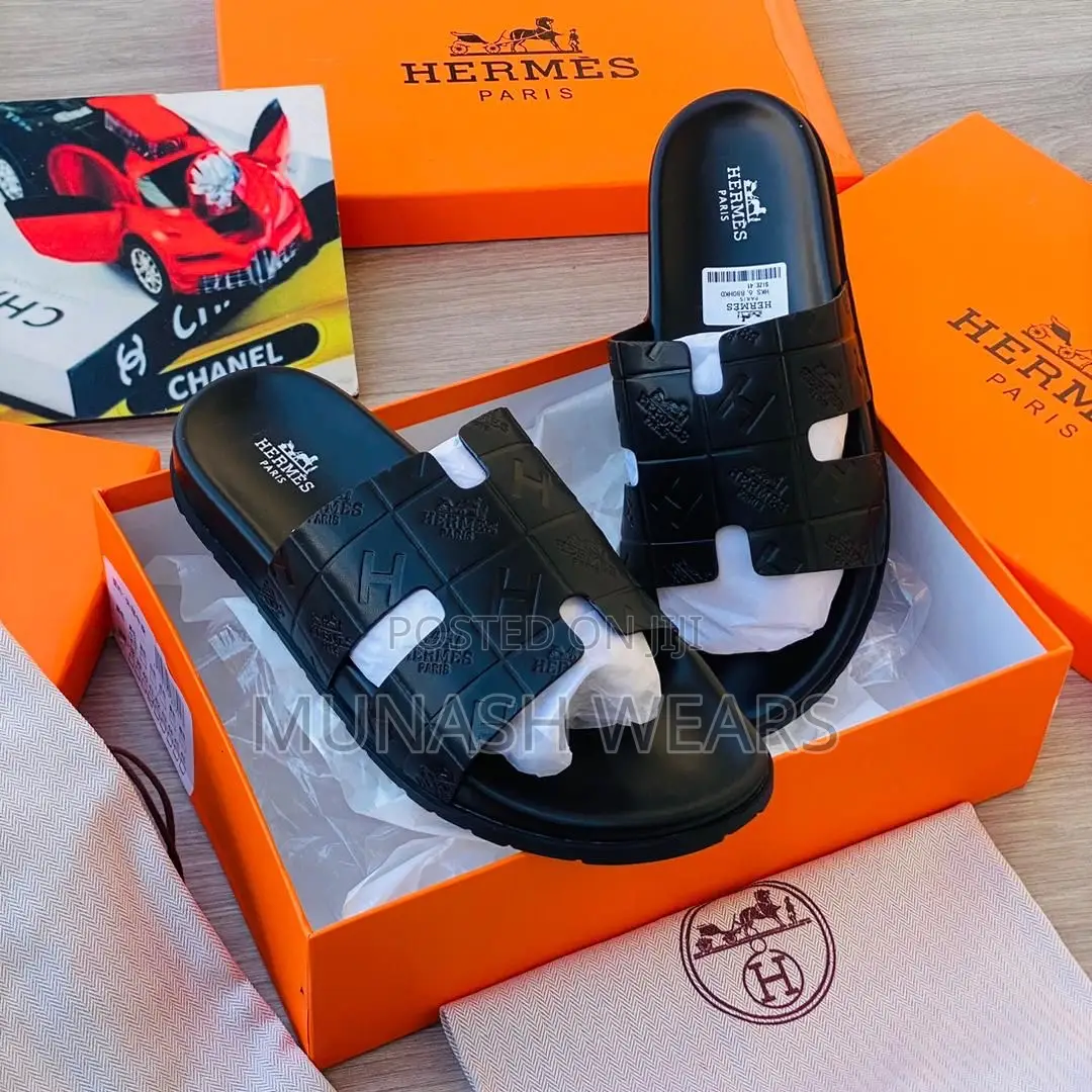 Quality Hermes Leather Slipers
