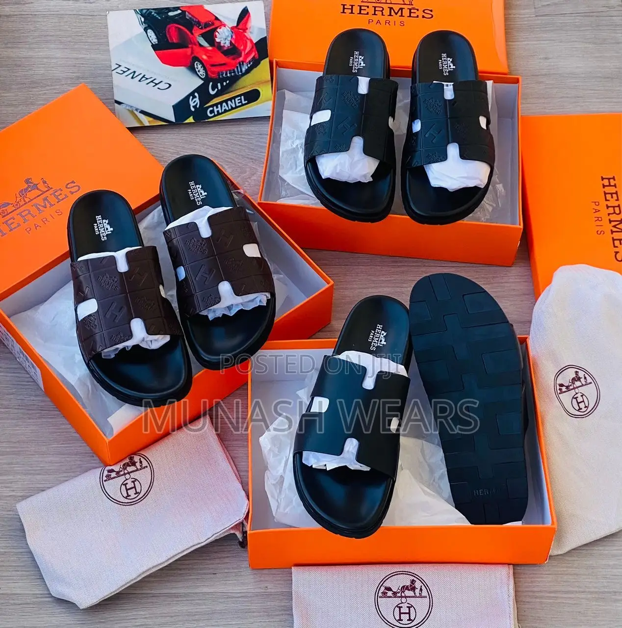 Quality Hermes Leather Slipers