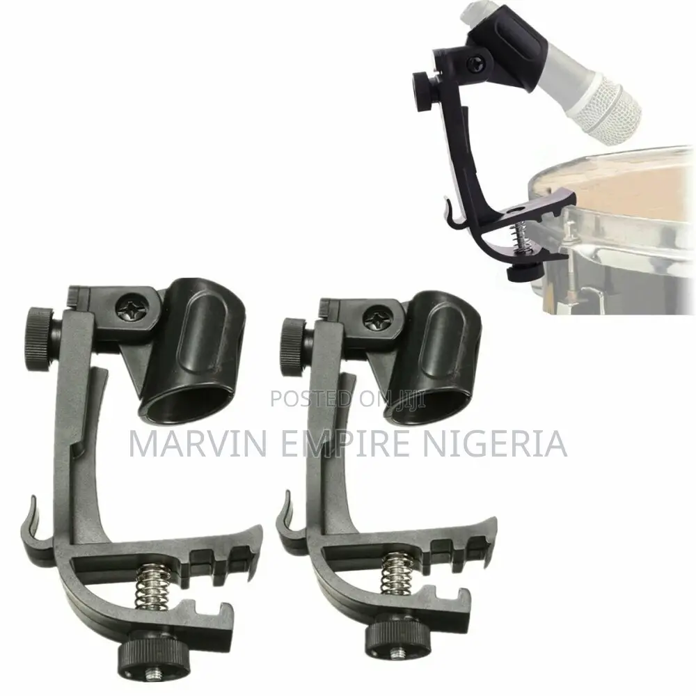 Adjustable Clip on Drum Rim Shock Mic Clamp Holder (2-Pcs)