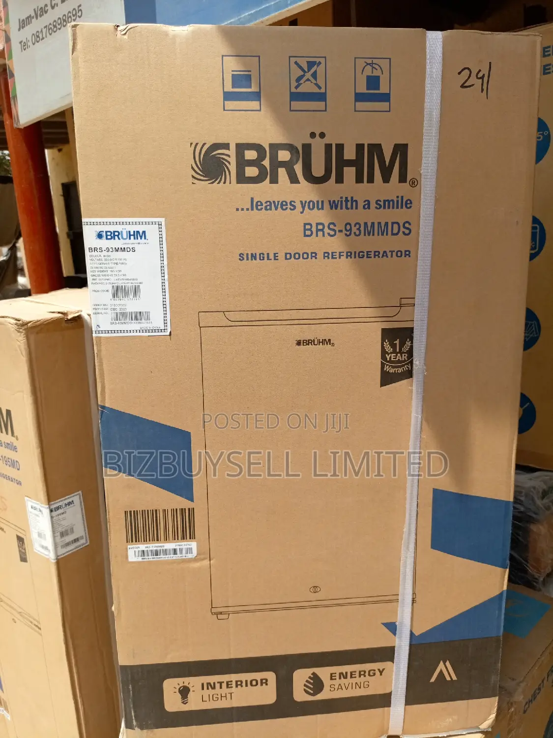 Single Door Bruhm Refrigerator With Key Lock.