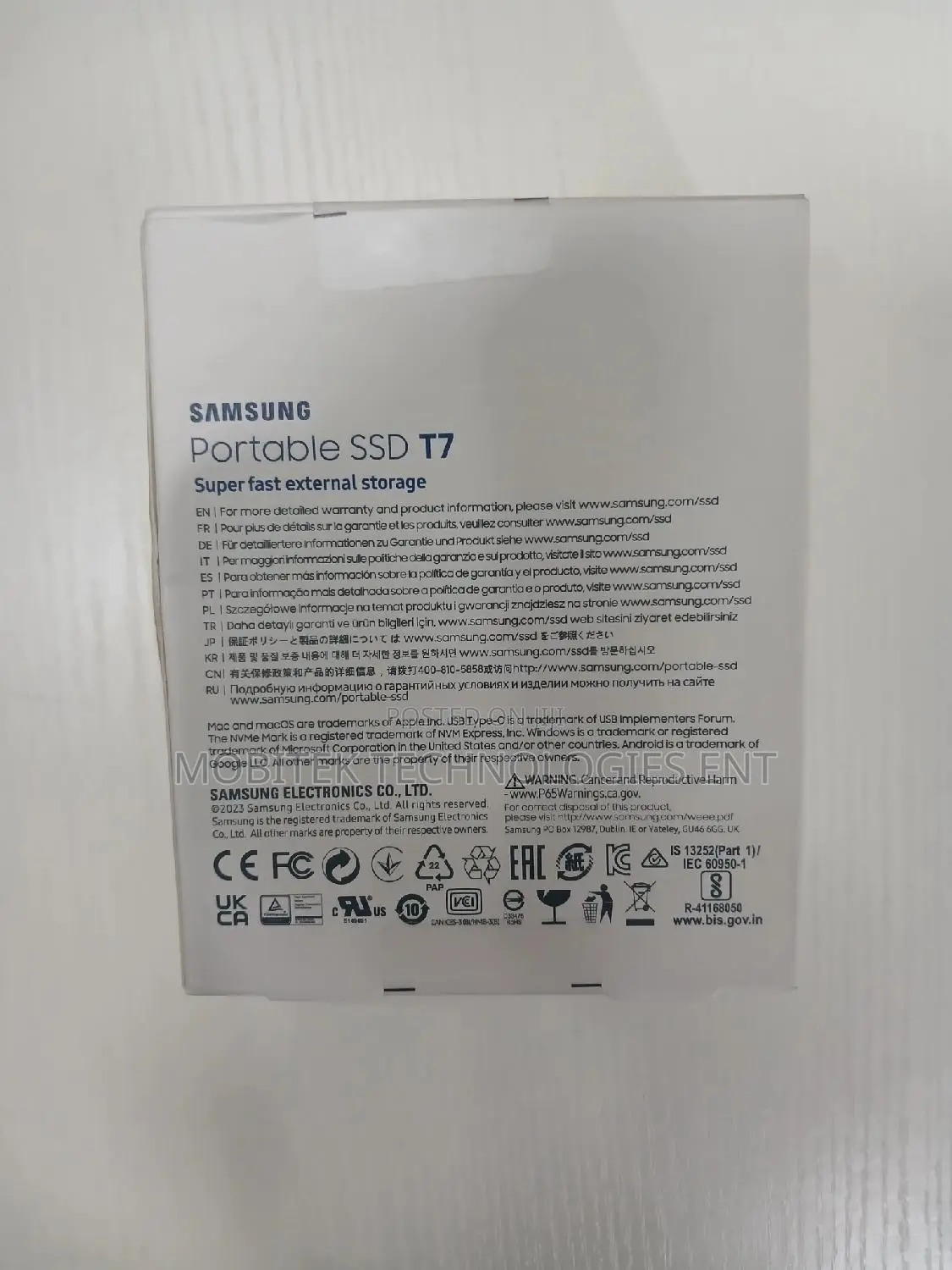 2tb Samsung T7 External SSD Storage Drive (1050mb/S)