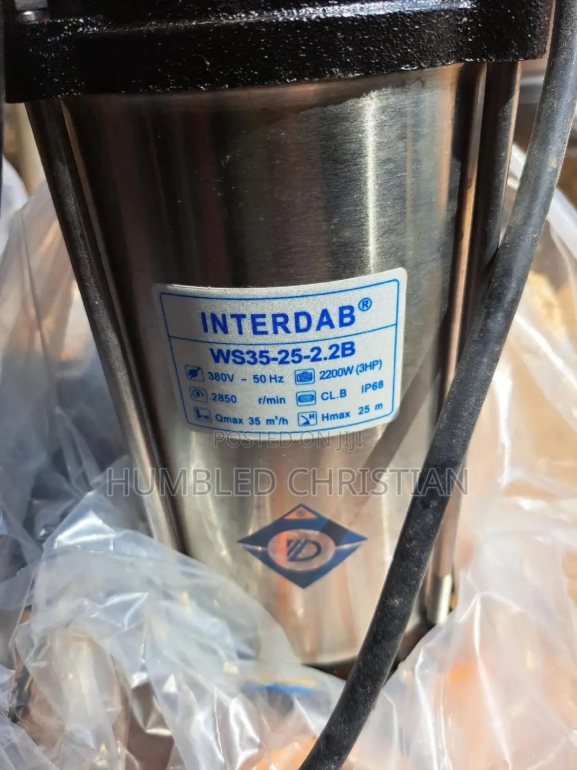 3hp Interdab Sewage Pump 3phase