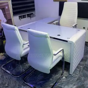 Set of Executive Office Desk With 3 Office Chairs.