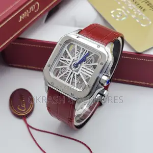 Cartier Transparent Silver Leather Strap Watch