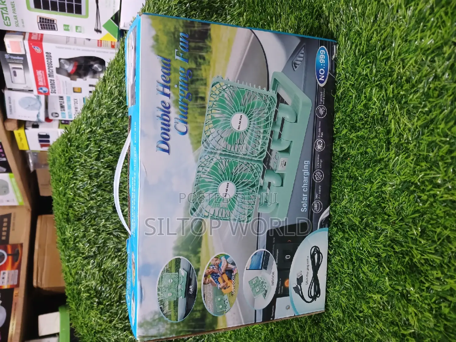 Double Head Solar Charging Fan