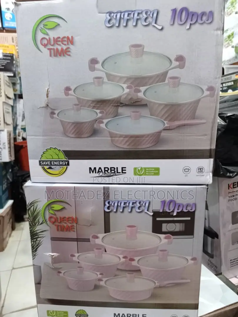 Queen Time 10pcs Eiffel Marble Coated Non Stick Cookware Set