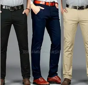 3 in 1 Quality Mens Chinos Trousers- Black + Green + Ash