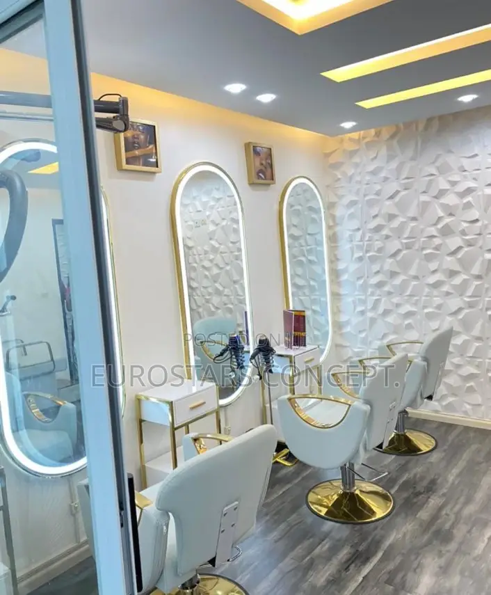 Gold Salon Mirror With 3 Colours LED Lights