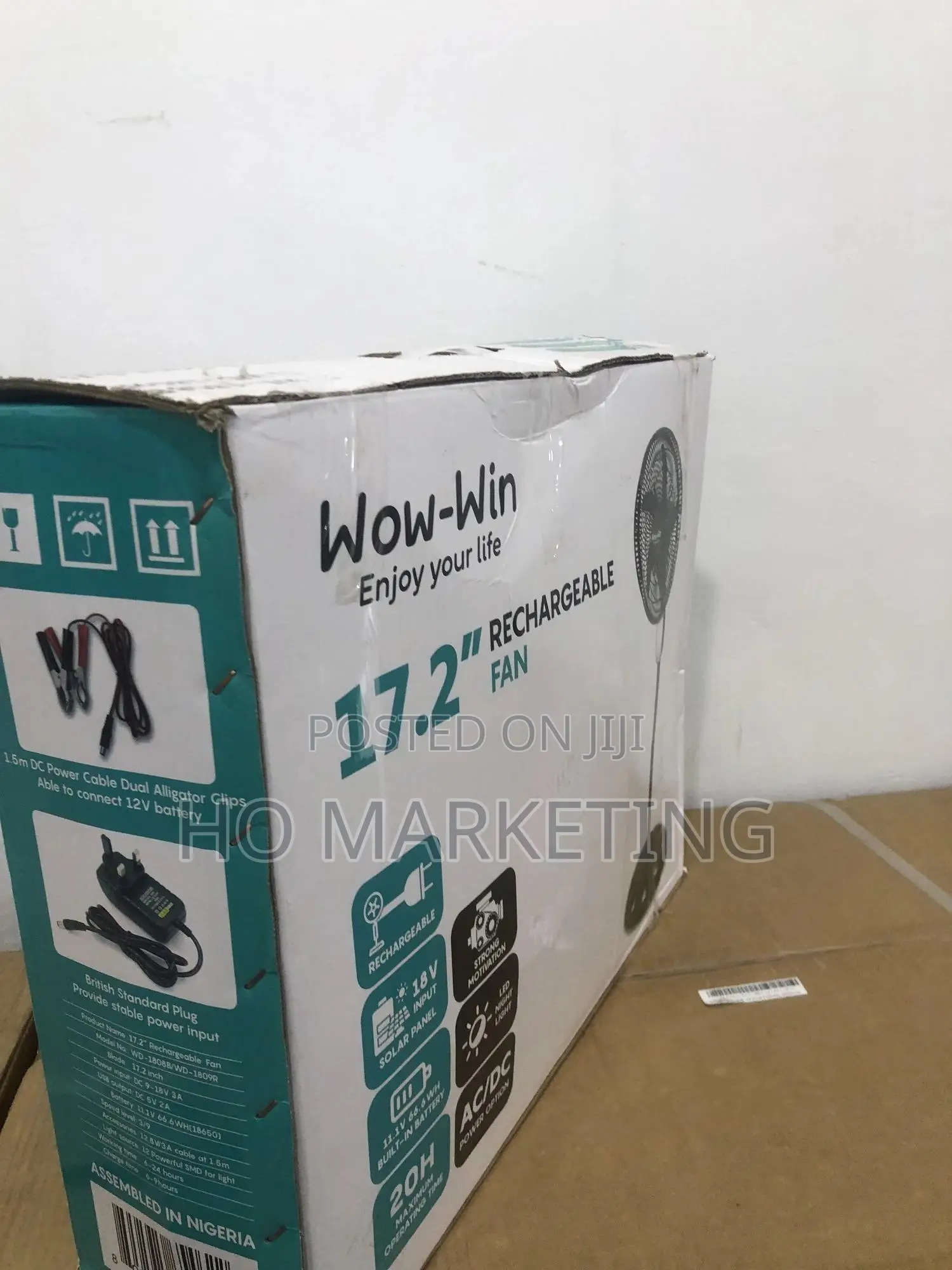 Strong Rechargeable Standing Fan 17.2'' Wow Win