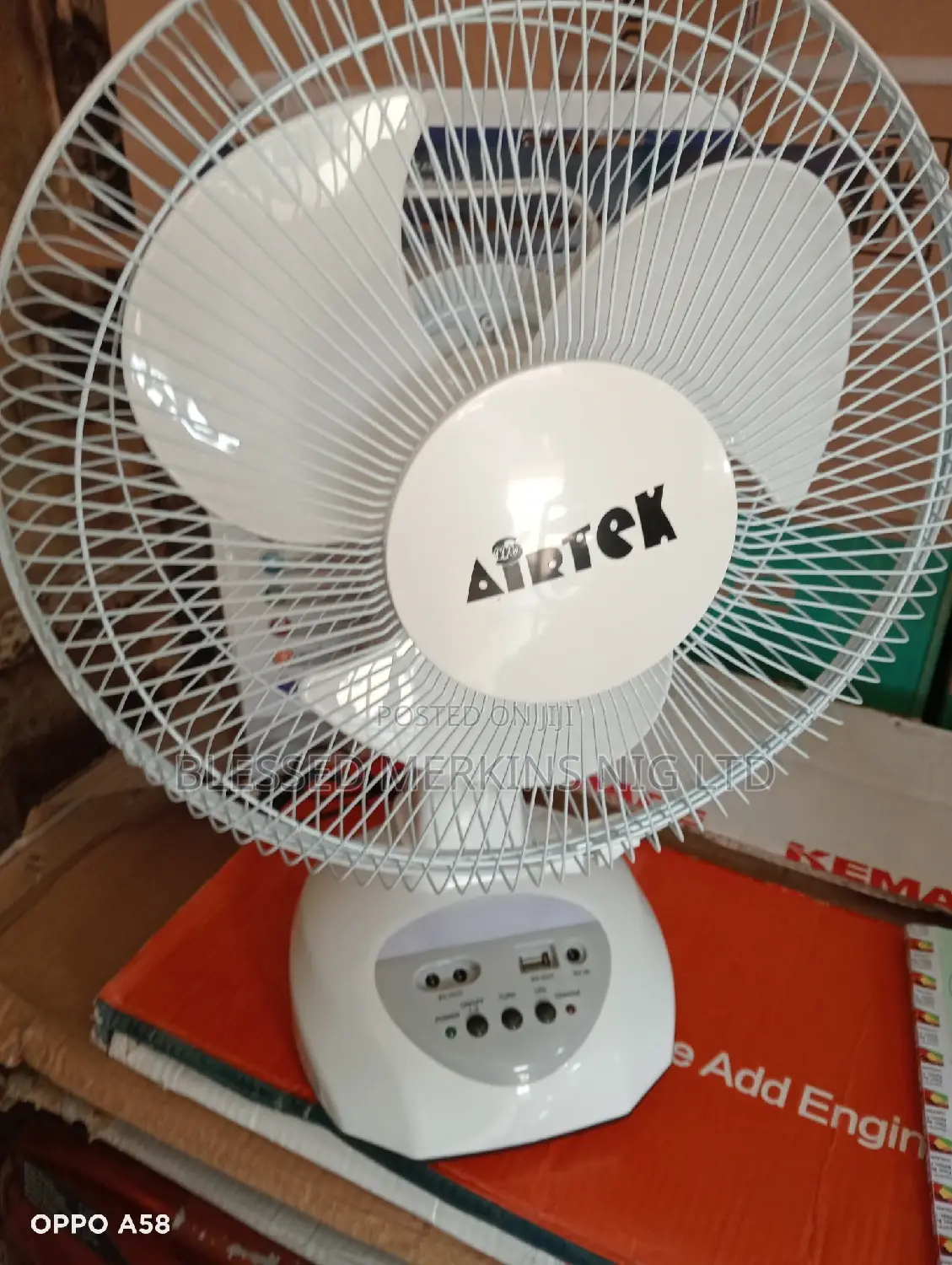 Airtek 12" Table Fan Rechargeable With Solar Panel