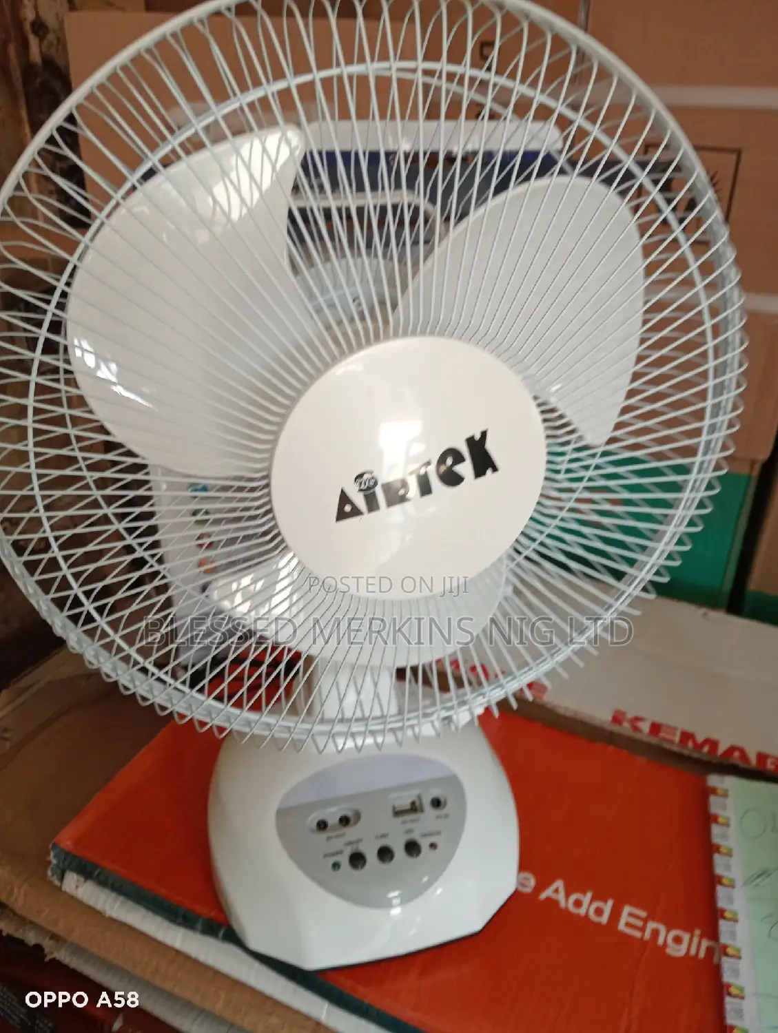 Airtek 12" Table Fan Rechargeable With Solar Panel