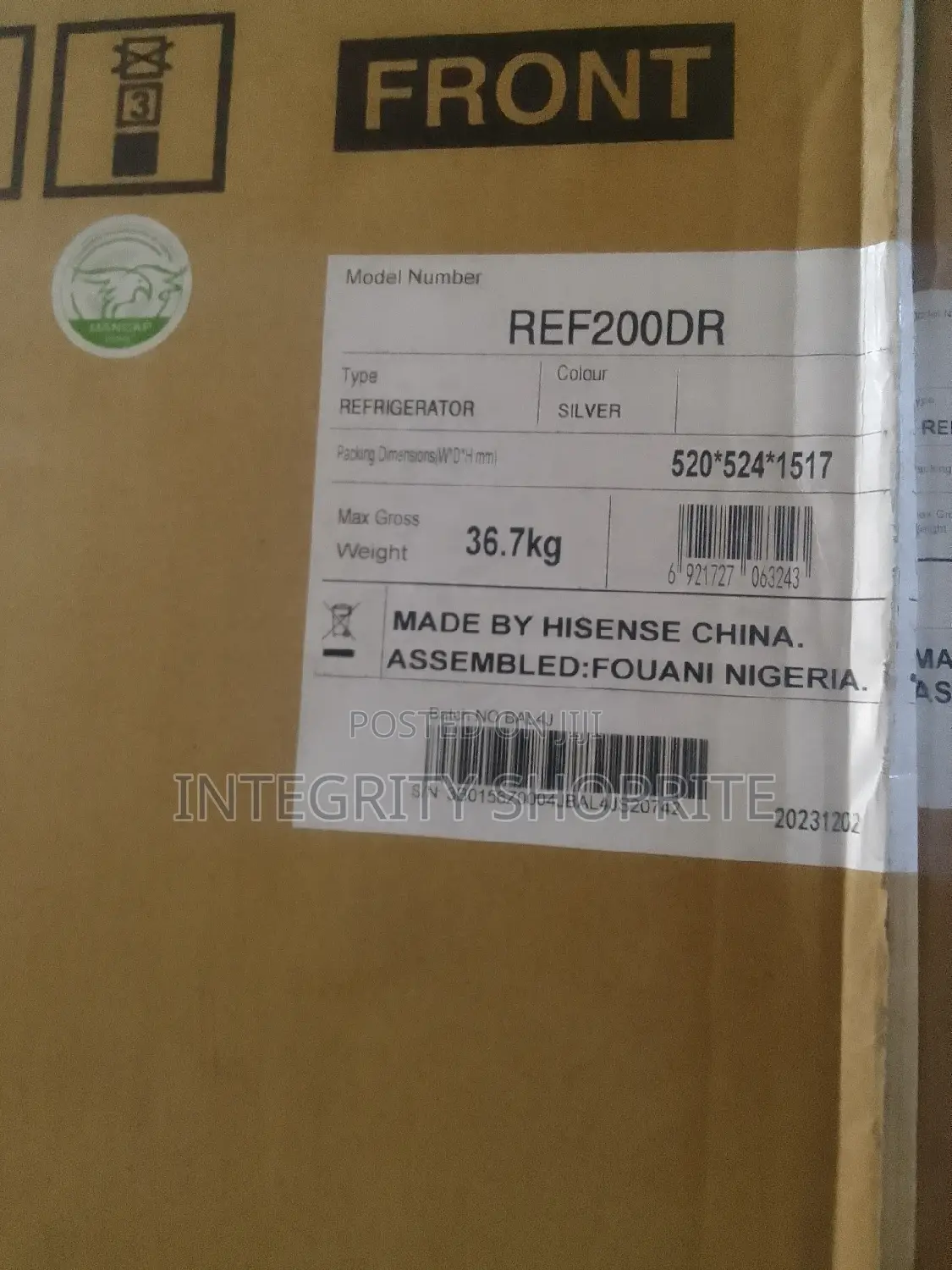 Hisense 154l Double Door Refrigerator Silver- Ref200dr