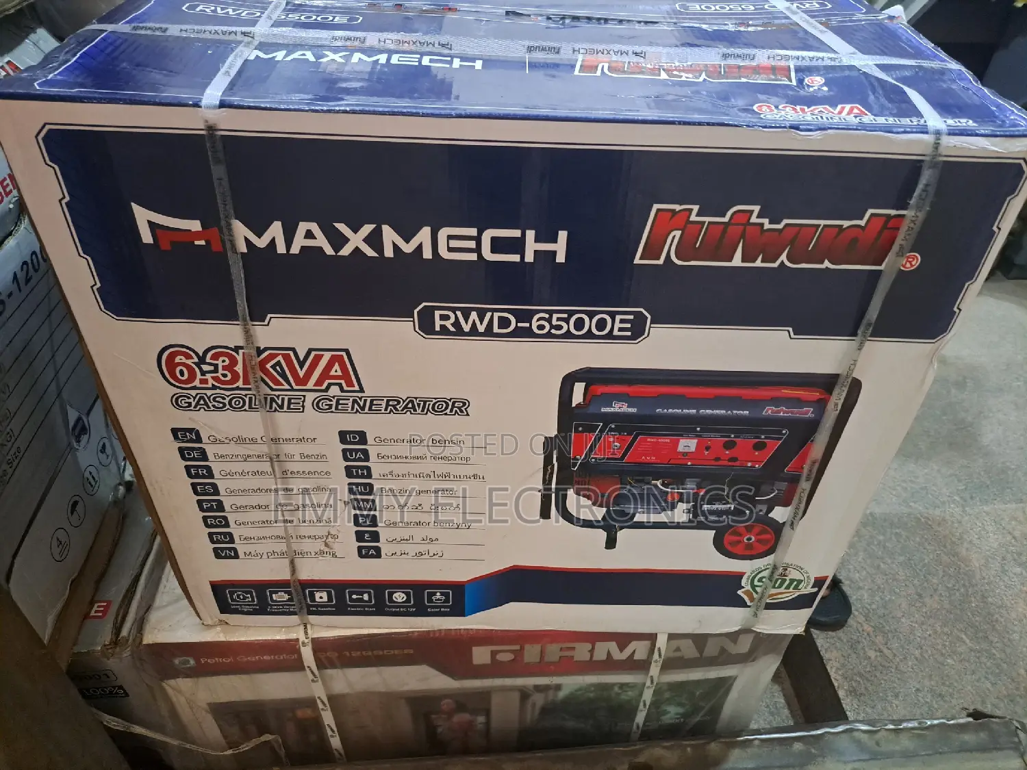 6.3kva Maxmech Petrol Generator Model RWD6500E 100% Copper