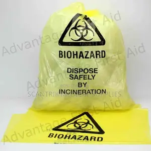 Autoclaved Biohazard Yellow Bag Packing 100pcs