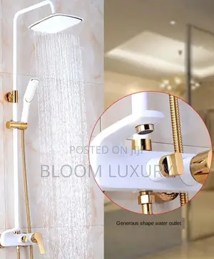 White+Gold Bathroom Surface Shower