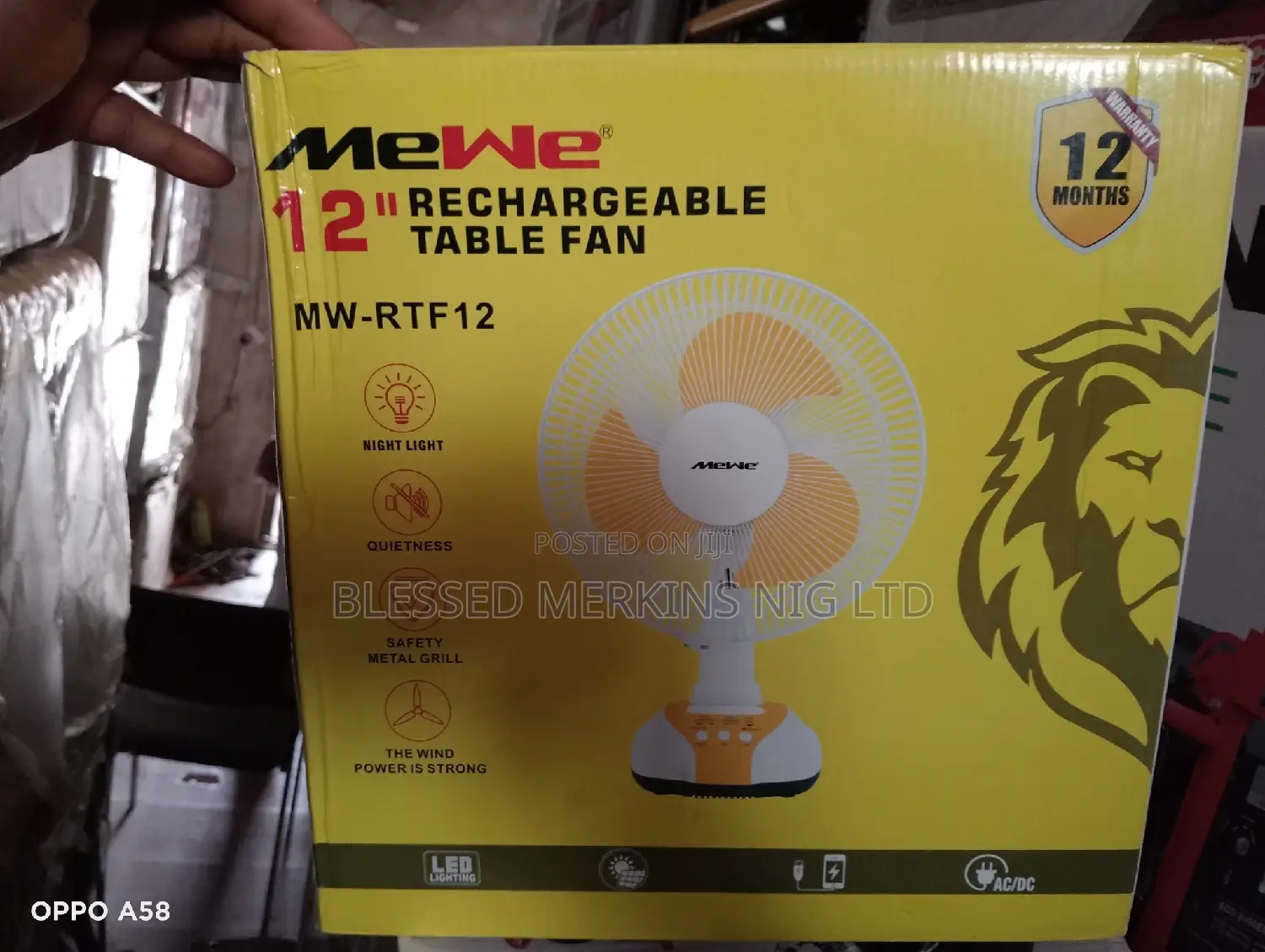 Mewe Rechargeable Table Fan 12"