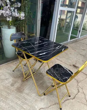 Indoor and Outdoor Table With 2 Chairs (Black and Gold)