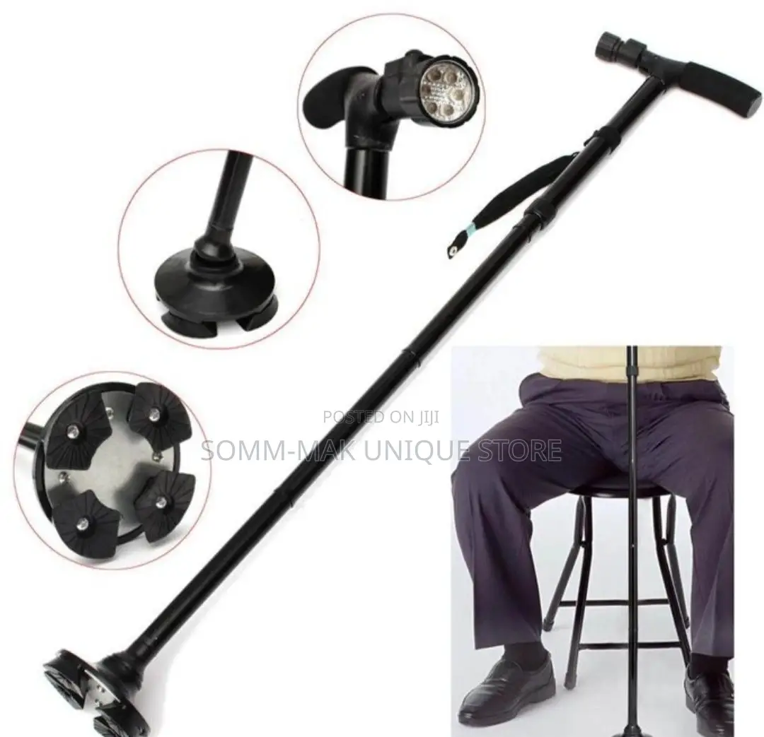 Adjustable Handle Folding Smart Cane With LED Lights Walking