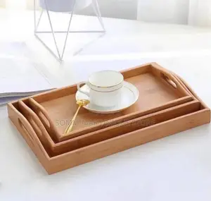 3pcs Set Bamboo Trays for Serving With Handles