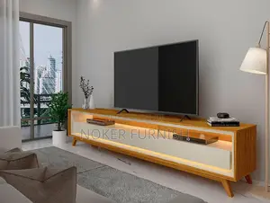 Wooden TV Console With LED Lights