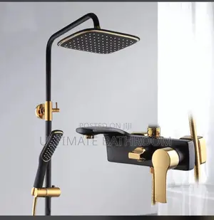 Black And Gold Cobra Design Standing Shower Mixer