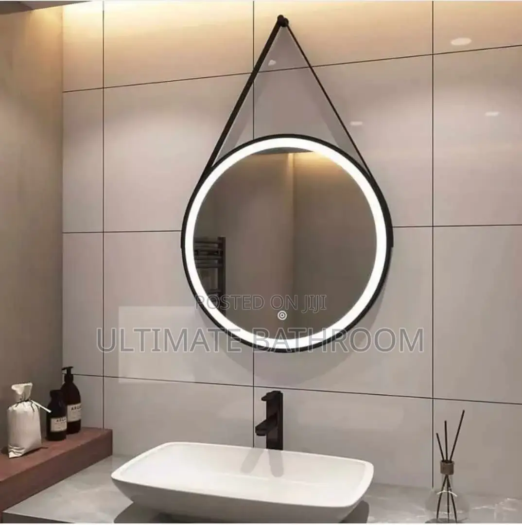 60x60cm Black Frame Bathroom Mirror With 3lights