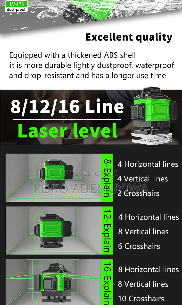 KDK 12 Lines 3D Self-Leveling Laser Level