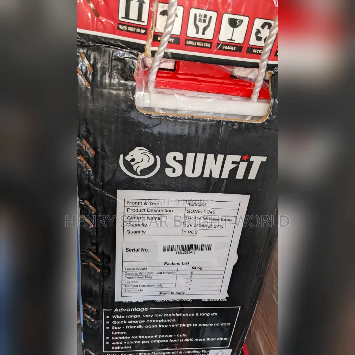 Sunfit 240ah 12v Tubular Battery