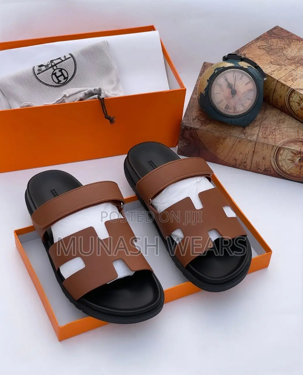Original Leather Hermes Slipers