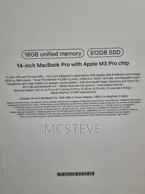 New Apple MacBook Pro 2023 M3 Pro 14-Inch 18GB Apple M3 Pro SSD 512GB