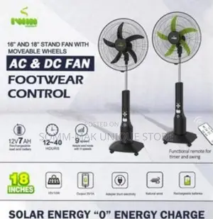Iwin Energy Rechargeable Solar Ac Dc Standing Fan- 18 Inches