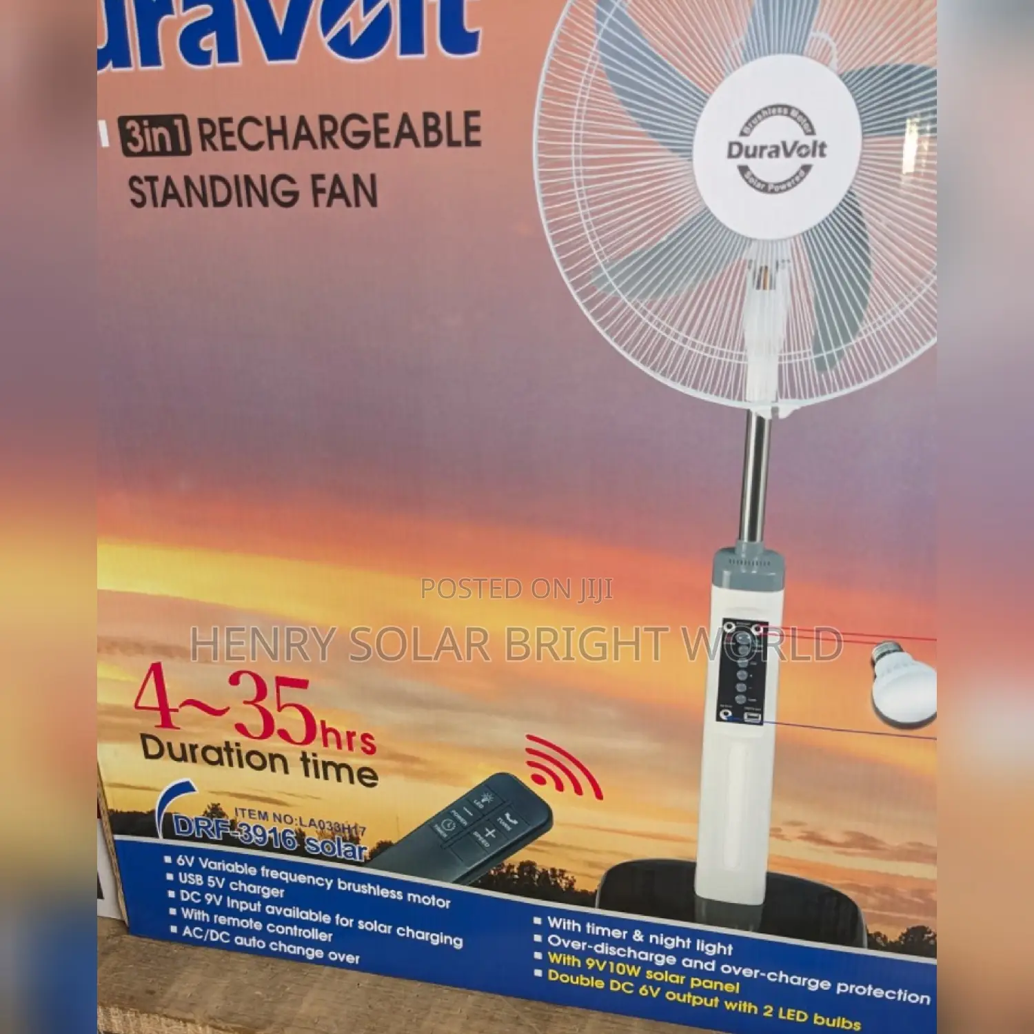 Duravolt 16 Inc Rechargeable Fan