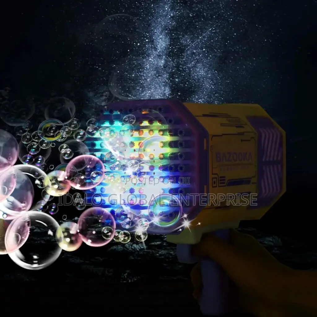 Bubble Gun Machine, With Lights/Bubble Solution(77 Holes)