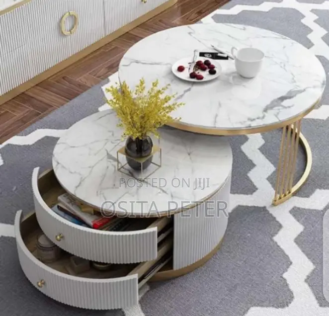 Marble Center Table With 2 Drawers