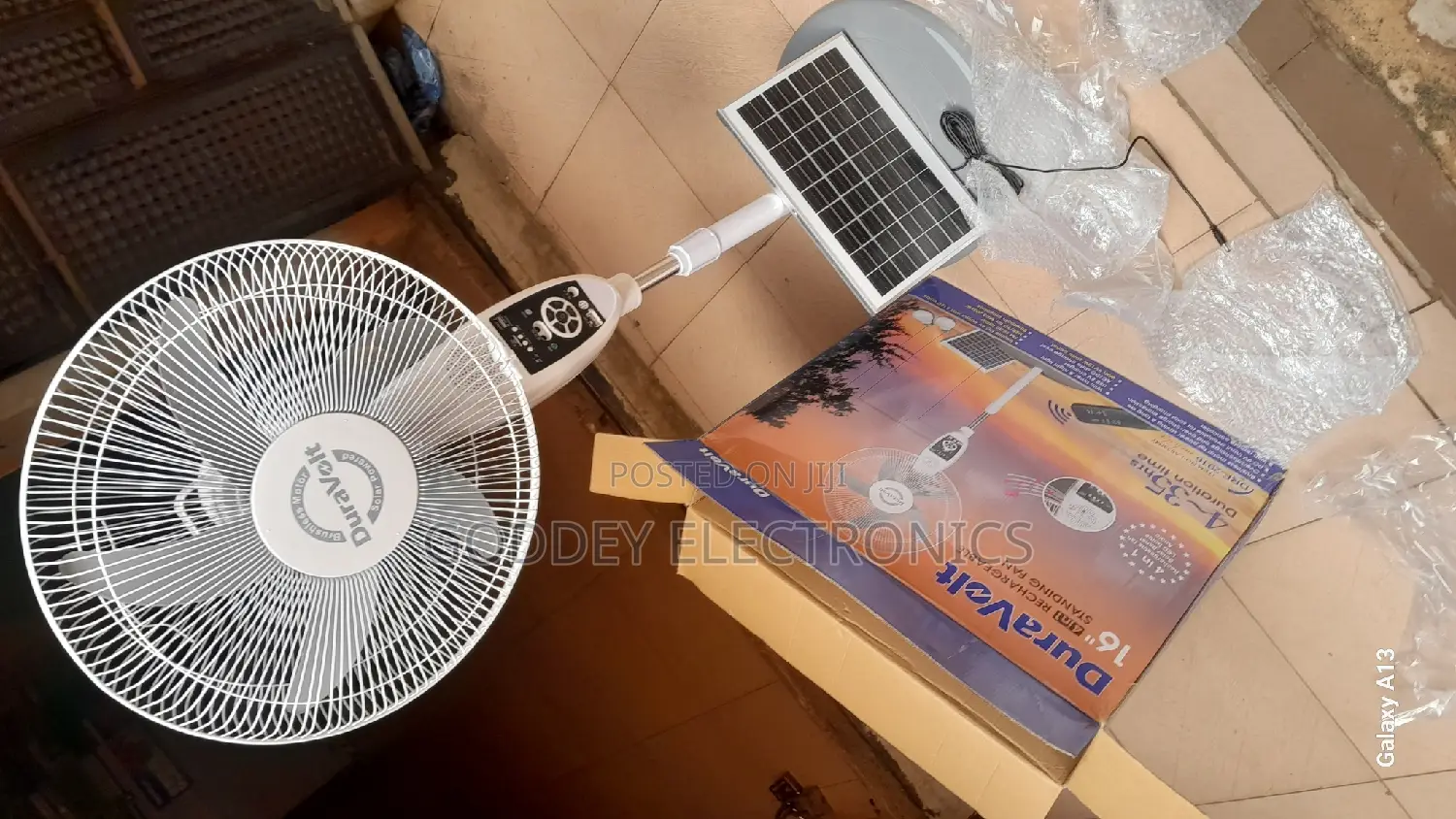 Duravolt Solar Rechargeable Fan With Bluetooth Player