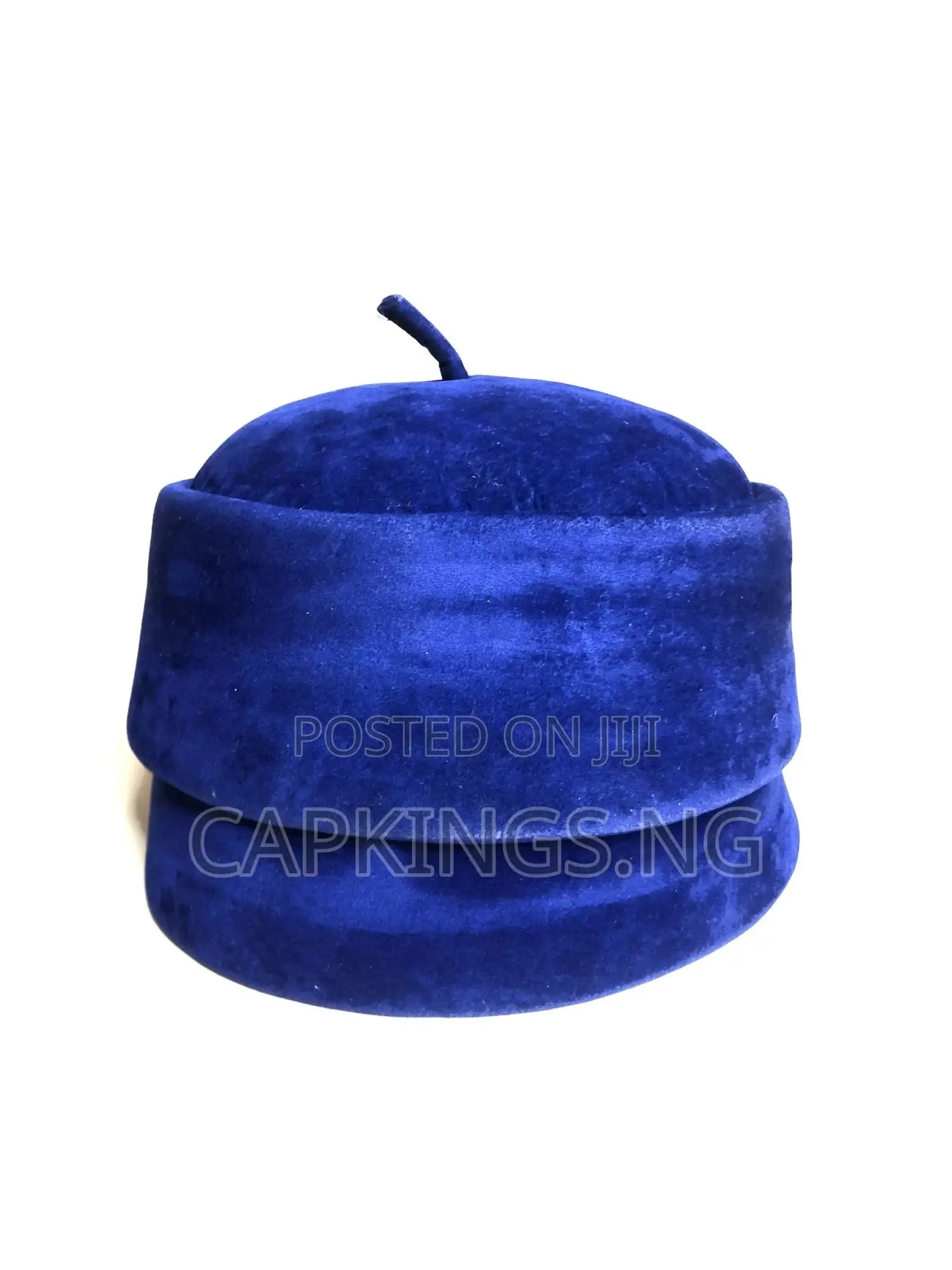 Blue Suede Igbo Men Cap for African Traditional Events