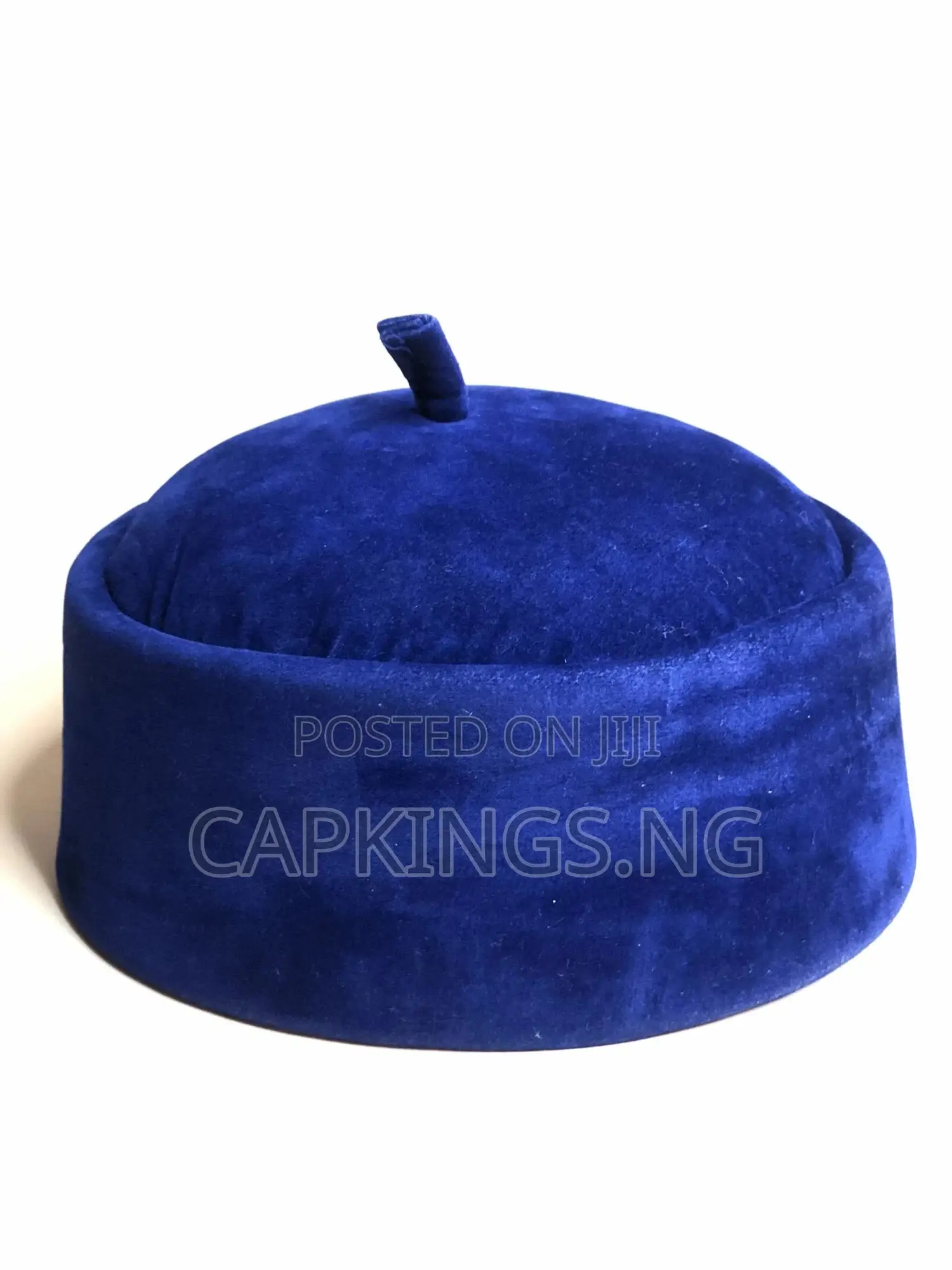 Blue Suede Igbo Men Cap for African Traditional Events