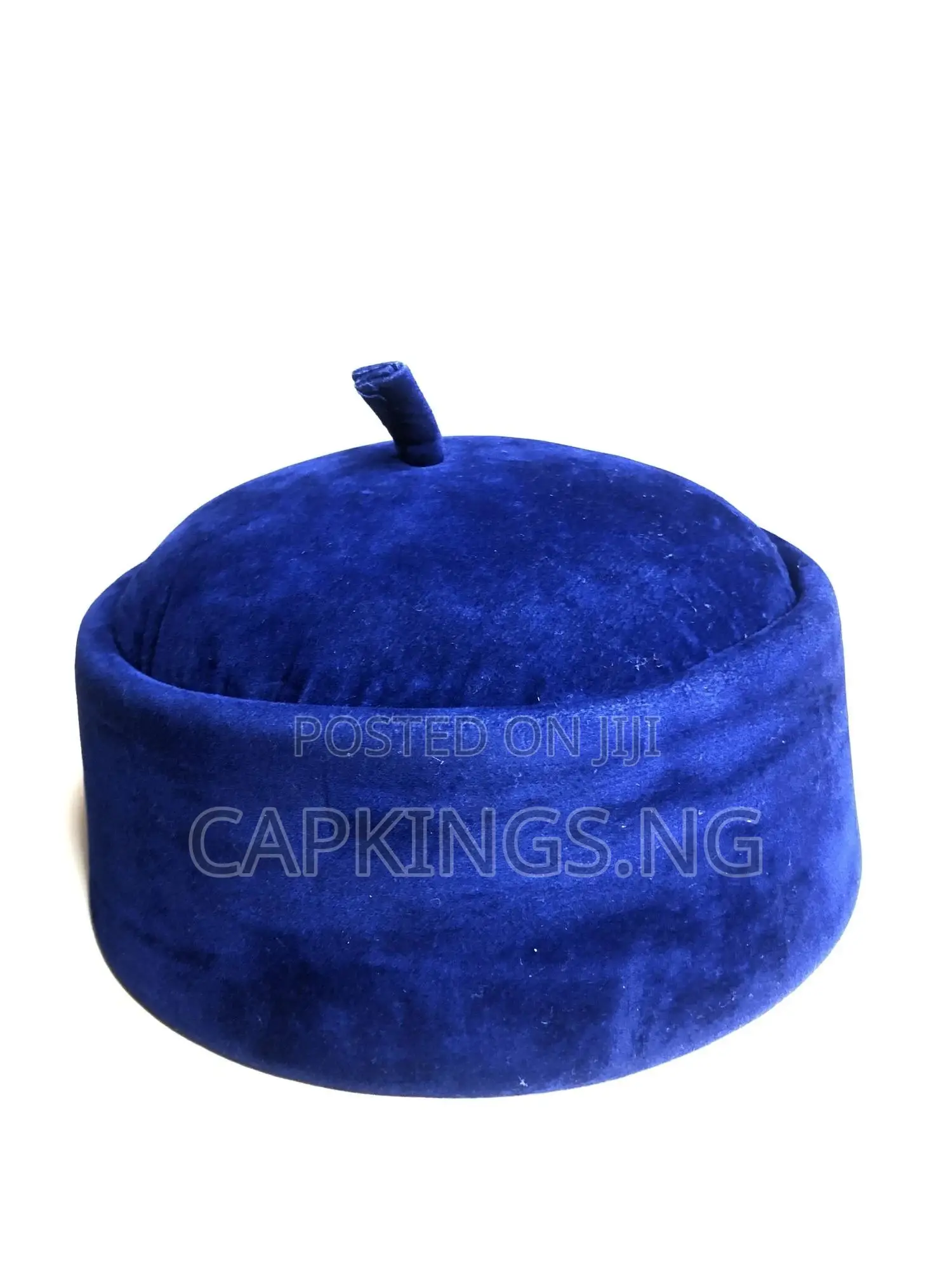 Blue Suede Igbo Men Cap for African Traditional Events