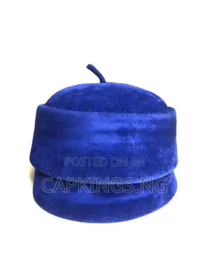 Blue Suede Igbo Men Cap for African Traditional Events