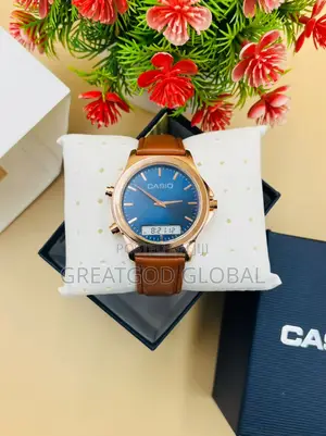 CASIO LEATHER WRISTWATCH Double Time Rosegold
