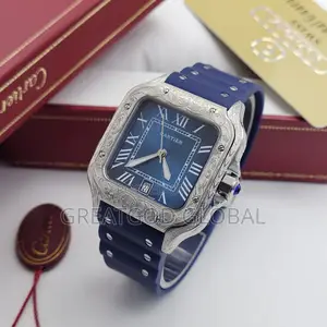 Luxury Cartier Wristwatch Engraved With Rubber Strap