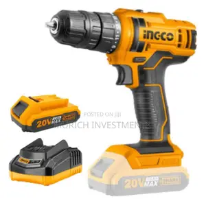 INGCO 20V Cordless Drill, 15+1 0.8-10mm 45NM 2-speed Gear