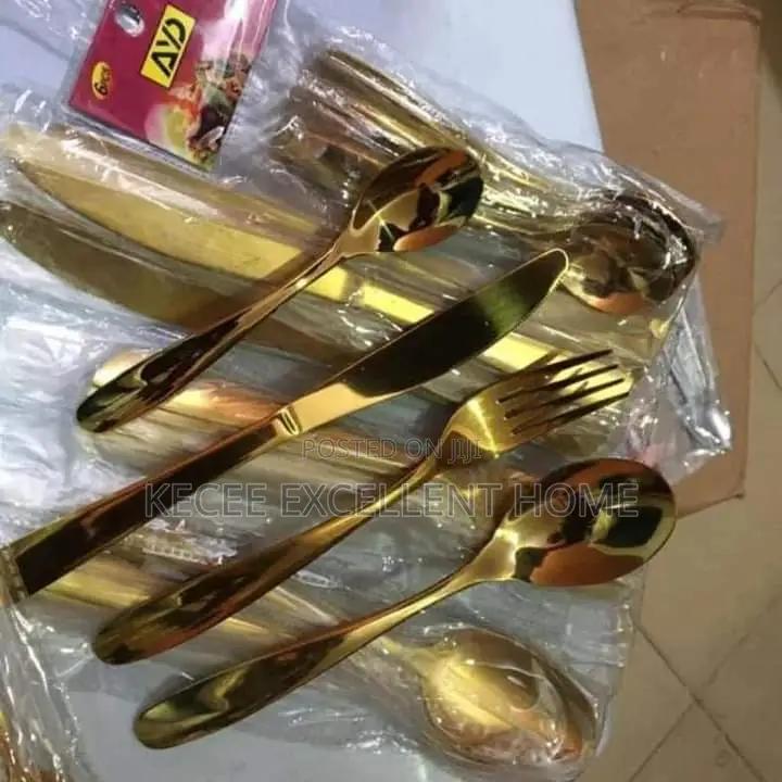 Gold Eating Spoon,Fork, Knife Small Spoon 16 PCS