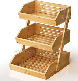 3 Tiers Bamboo Fruit Basket for Kitchen Hanger