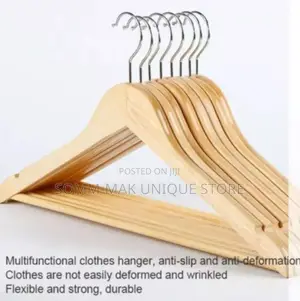 Bamboo Wooden Cloth Hanger - 10 Pieces
