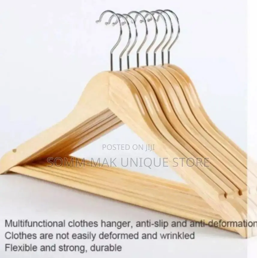 Bamboo Wooden Cloth Hanger - 10 Pieces