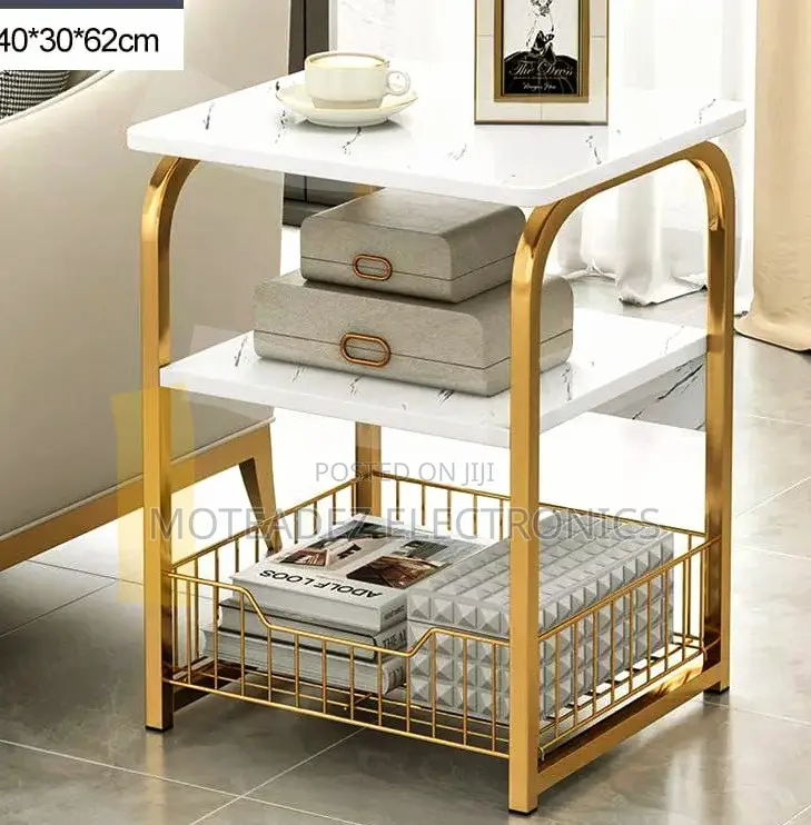 3 Steps Exclusive Designed Side Table/Stool Gold Plated Base